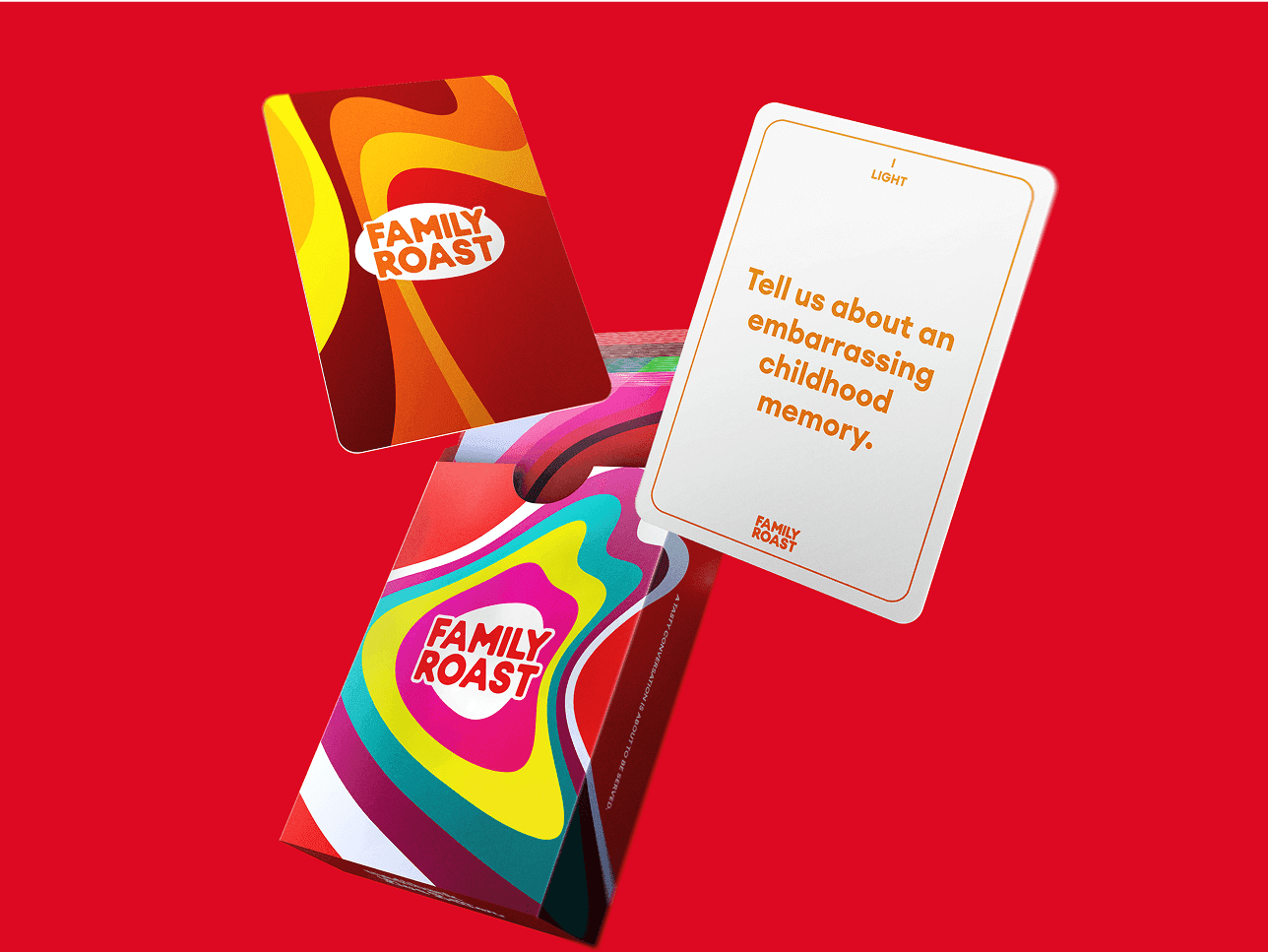 Medibank Family Roast physical card game packaging.